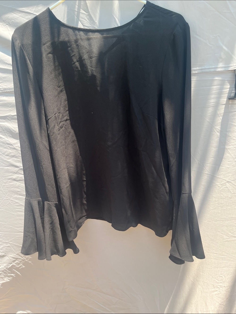 Wayf Black Long Sleeve Tunic with Ruffled Bell Sleeves